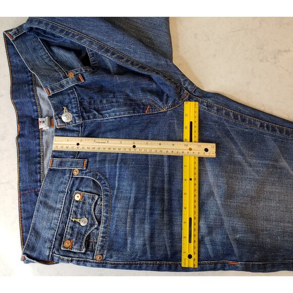 True Religion Men's Size 38 Flap Straight Jeans Medium Wash Blue - Picture 12 of 14
